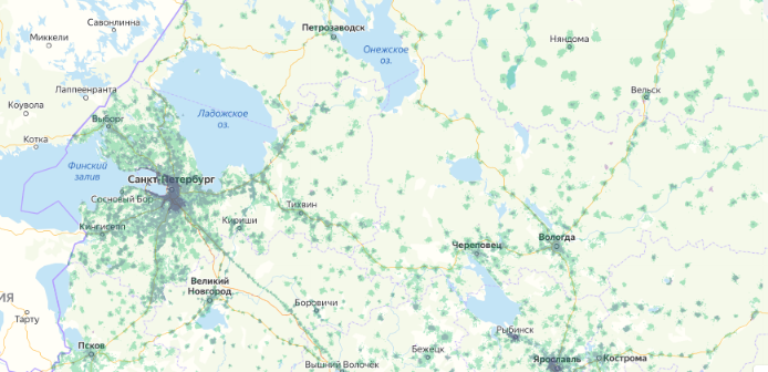 Зона покрытия МТС на карте Новоульяновск 